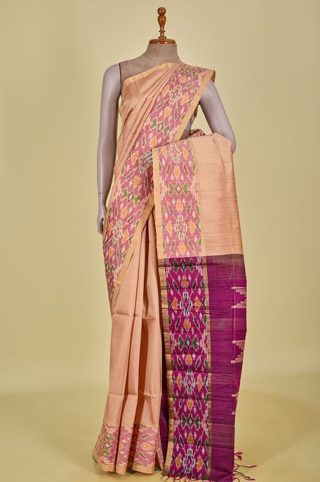 dupion sand brown saree with blouse