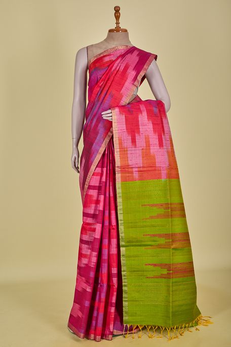 dupion dark lavender pink dark old rose pink dark salmon pink saree with blouse