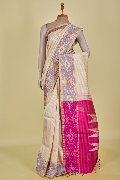 dupion light beige saree with blouse