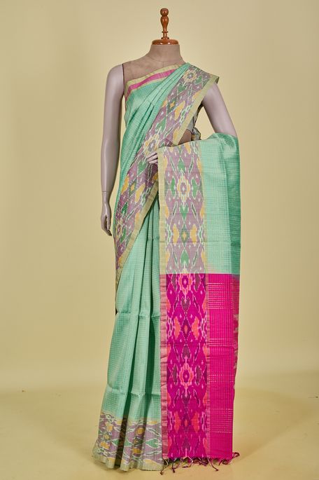dupion light persian sea green saree with blouse
