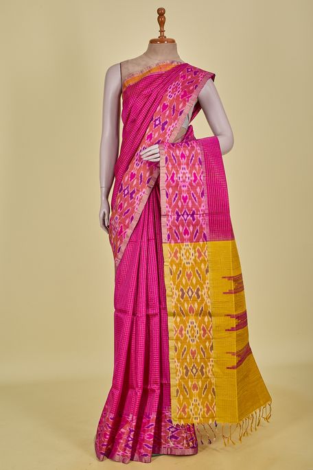 dupion light magenta pink saree with blouse