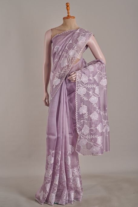 organza ice blue saree with blouse