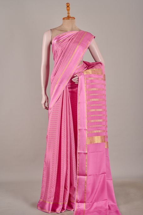 Mysore crepe dark old rose pink saree with blouse