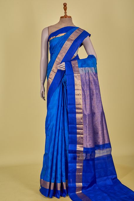 silk dark marine blue saree with blouse