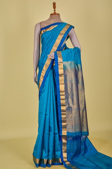 silk turquoise blue saree with blouse