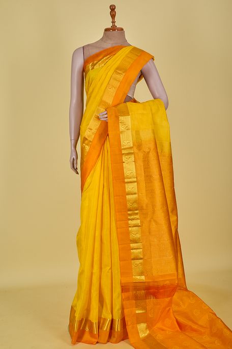 silk golden yellow saree with blouse