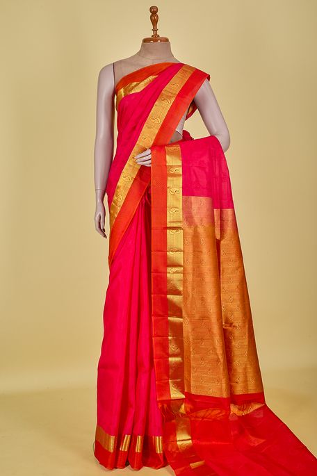 silk fuschia pink saree with blouse