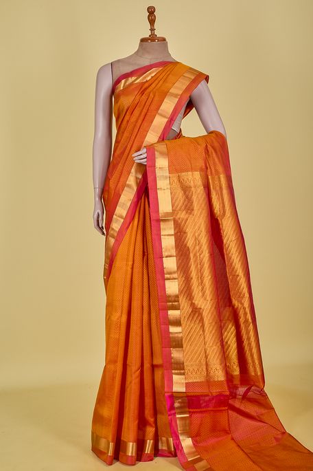 silk terrcotta orange saree with blouse