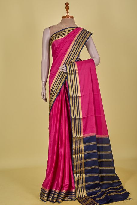 crepe light magenta pink saree with blouse