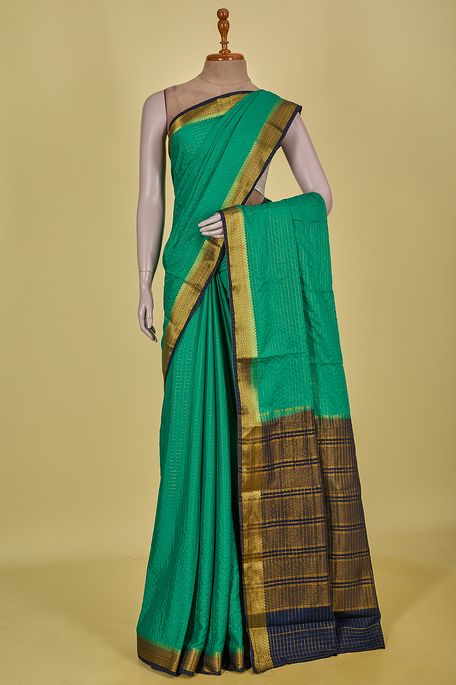 crepe dark mint cream sea green saree with blouse