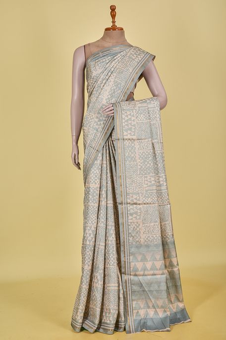 tussar fern green saree with blouse