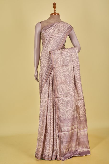 tussar light burgundy grape saree with blouse
