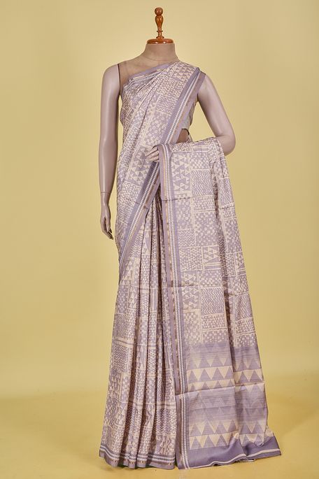 tussar light lavender purple saree with blouse