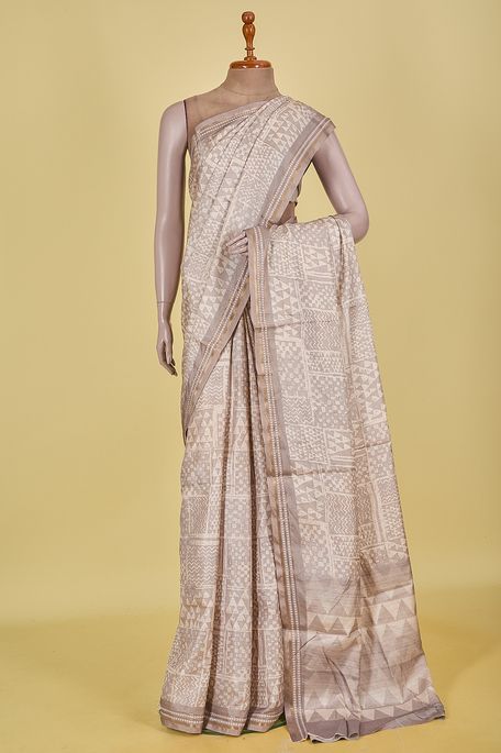 tussar fawn saree with blouse