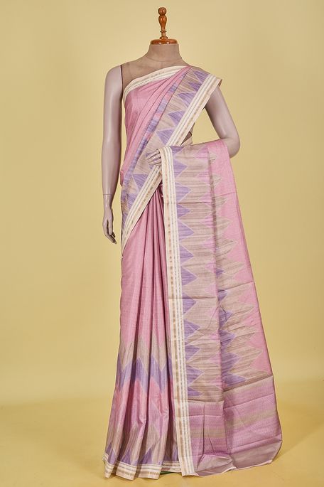tussar dark old rose pink saree with blouse