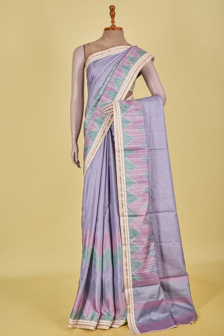tussar light lavender purple saree with blouse