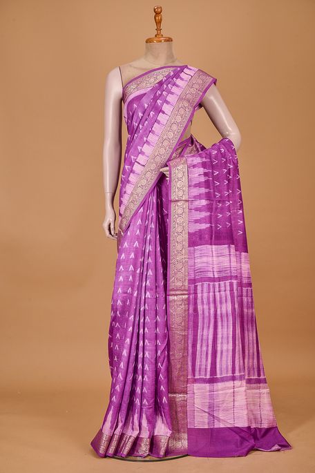 tussar lavender purple saree with blouse
