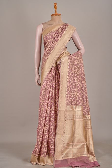 Banarasi cotton burgundy grape saree with blouse