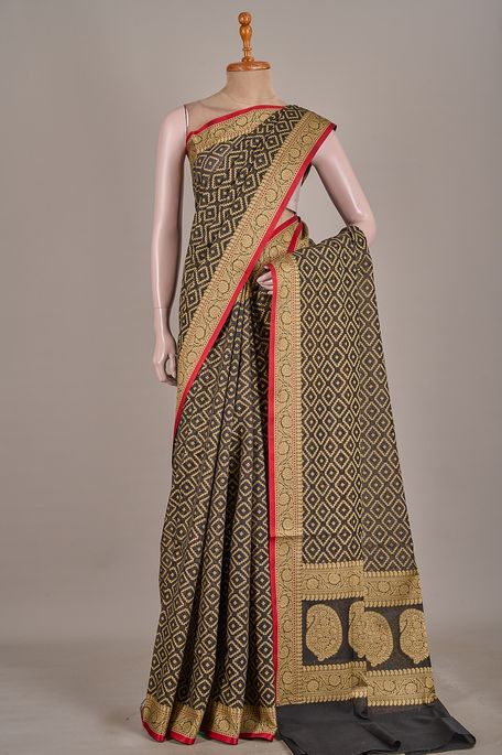 Banarasi kota cotton black saree with blouse