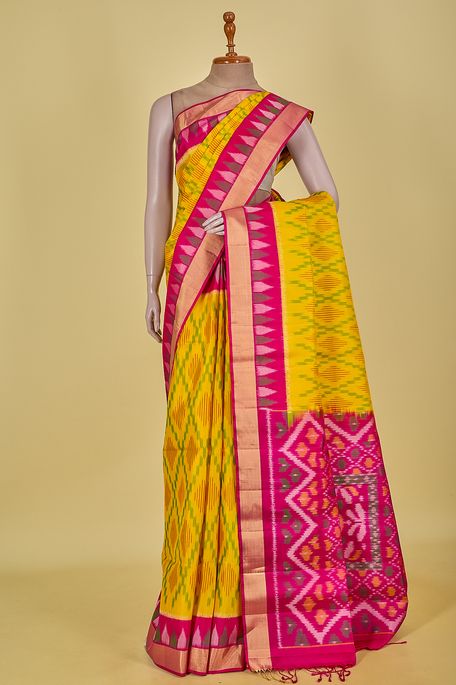 silk golden yellow saree with blouse