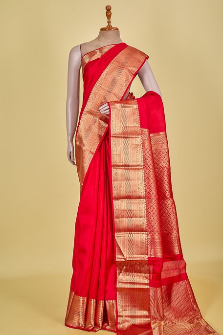 silk blood red saree with blouse