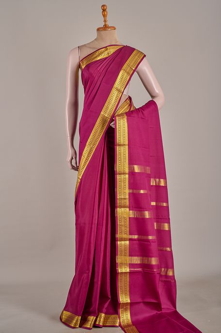 Mysore crepe purple violet saree with blouse