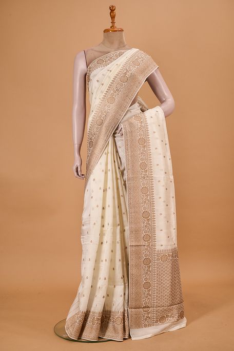 tussar light beige saree with blouse