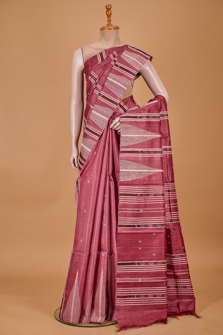 tussar dark onion pink saree with blouse