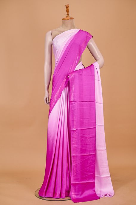 satin dark old rose pink blush purple voilet saree with blouse