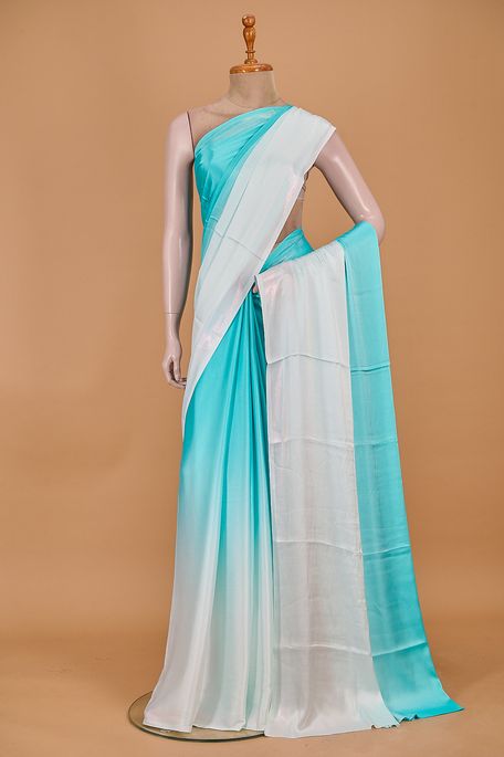 satin light sea green dew light persian sea green saree with blouse