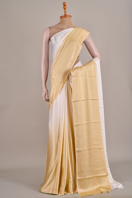 satin light beige natural beige tussar saree with blouse