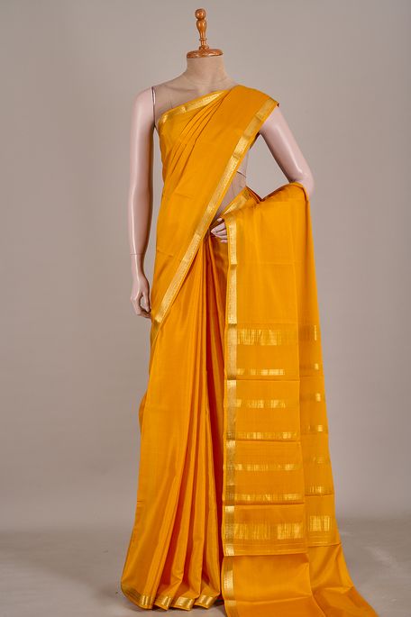 Mysore crepe dusty orange saree with blouse