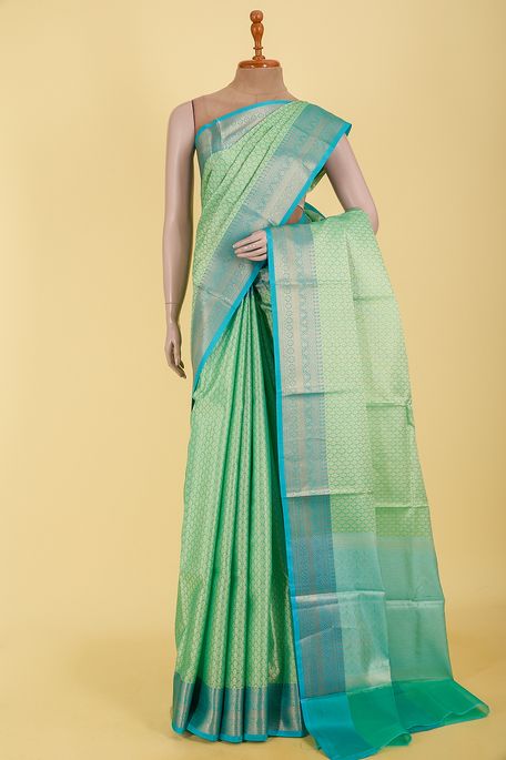 kora silk spring sea green saree with blouse