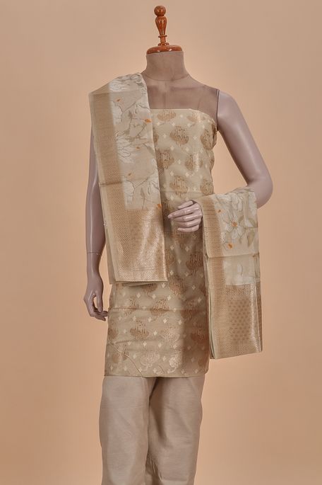 cotton chanderi natural beige tussar salwar kameez dupata fabric