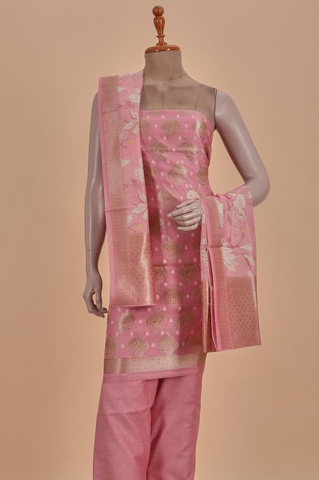 cotton chanderi pink salwar kameez dupata fabric