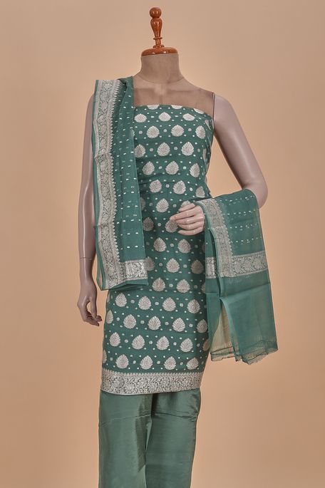 crepe georgette fern green salwar kameez dupata fabric