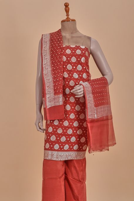 crepe georgette terrcotta copper salwar kameez dupata fabric