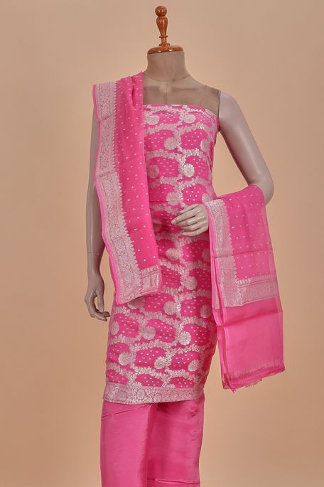 crepe georgette fuschia pink salwar kameez dupata fabric