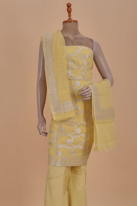 crepe georgette blush lemon yellow salwar kameez dupata fabric
