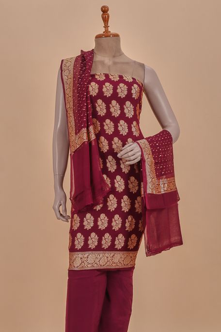 crepe georgette dark violet purple salwar kameez dupata fabric