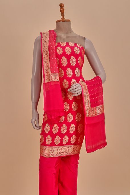 crepe georgette fuschia pink salwar kameez dupata fabric