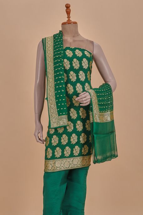 crepe georgette bottle green salwar kameez dupata fabric