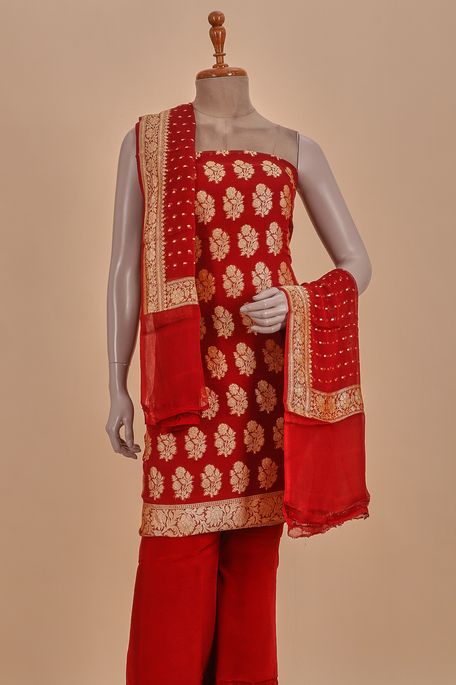 crepe georgette maroon salwar kameez dupata fabric