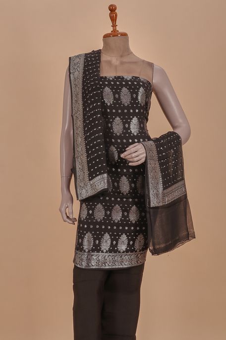 crepe georgette black salwar kameez dupata fabric