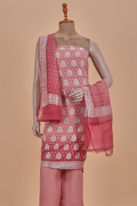 crepe georgette light lavender pink salwar kameez dupata fabric