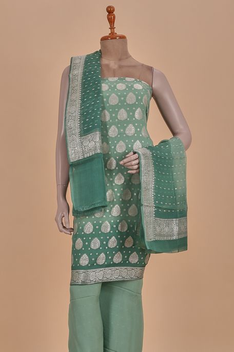 crepe georgette blush fern green salwar kameez dupata fabric
