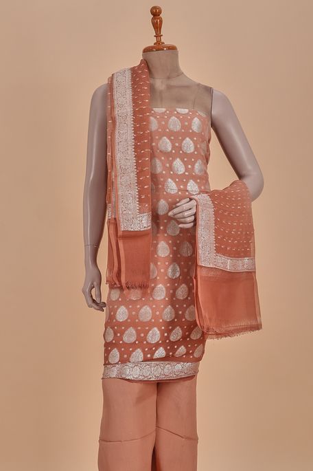 crepe georgette champaigne brown salwar kameez dupata fabric
