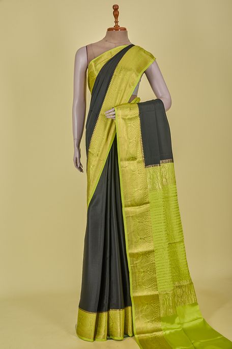 Mysore crepe black saree with blouse