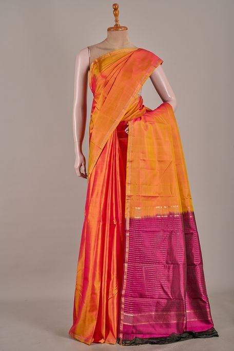silk terrcotta orange saree with blouse
