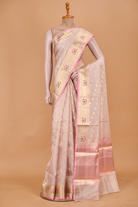 kota tissue blush purple voilet saree with blouse